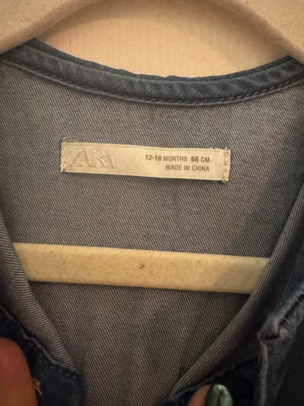 Zara Baby Denim Peter Pan Collar Bodysuit (12-18 months)